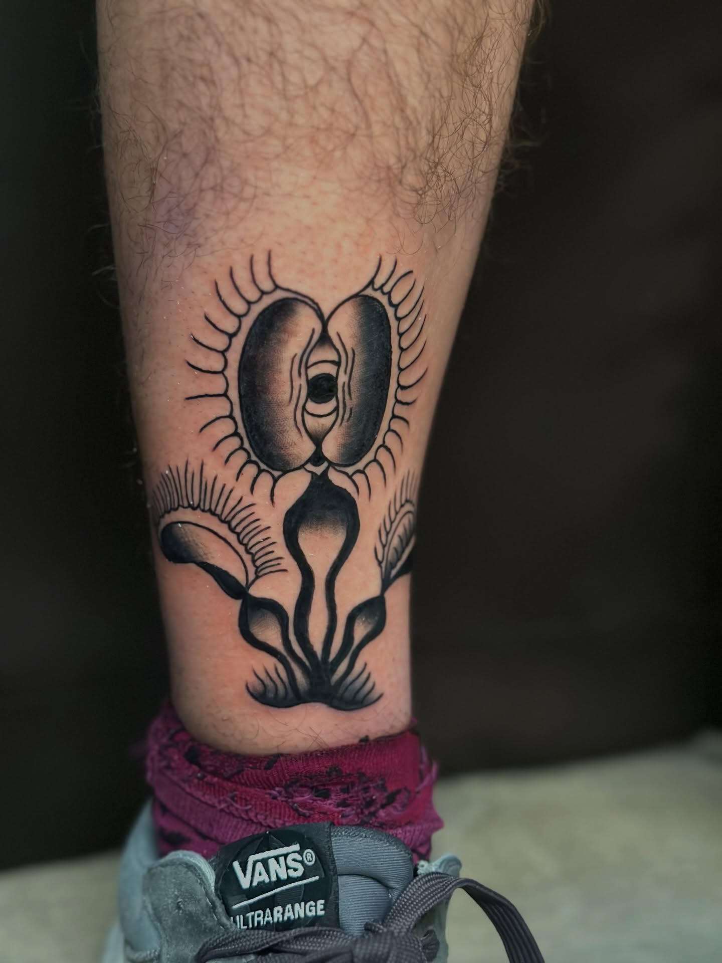 Ears black and grey tattoo on the calf by Tyyler Santor (Tattoo Artist), Somerville, Massachusetts