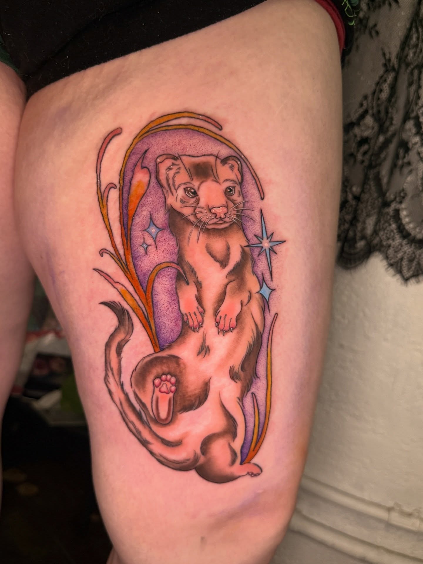 Otter new school tattoo on the thigh by ✨Syreena✨
