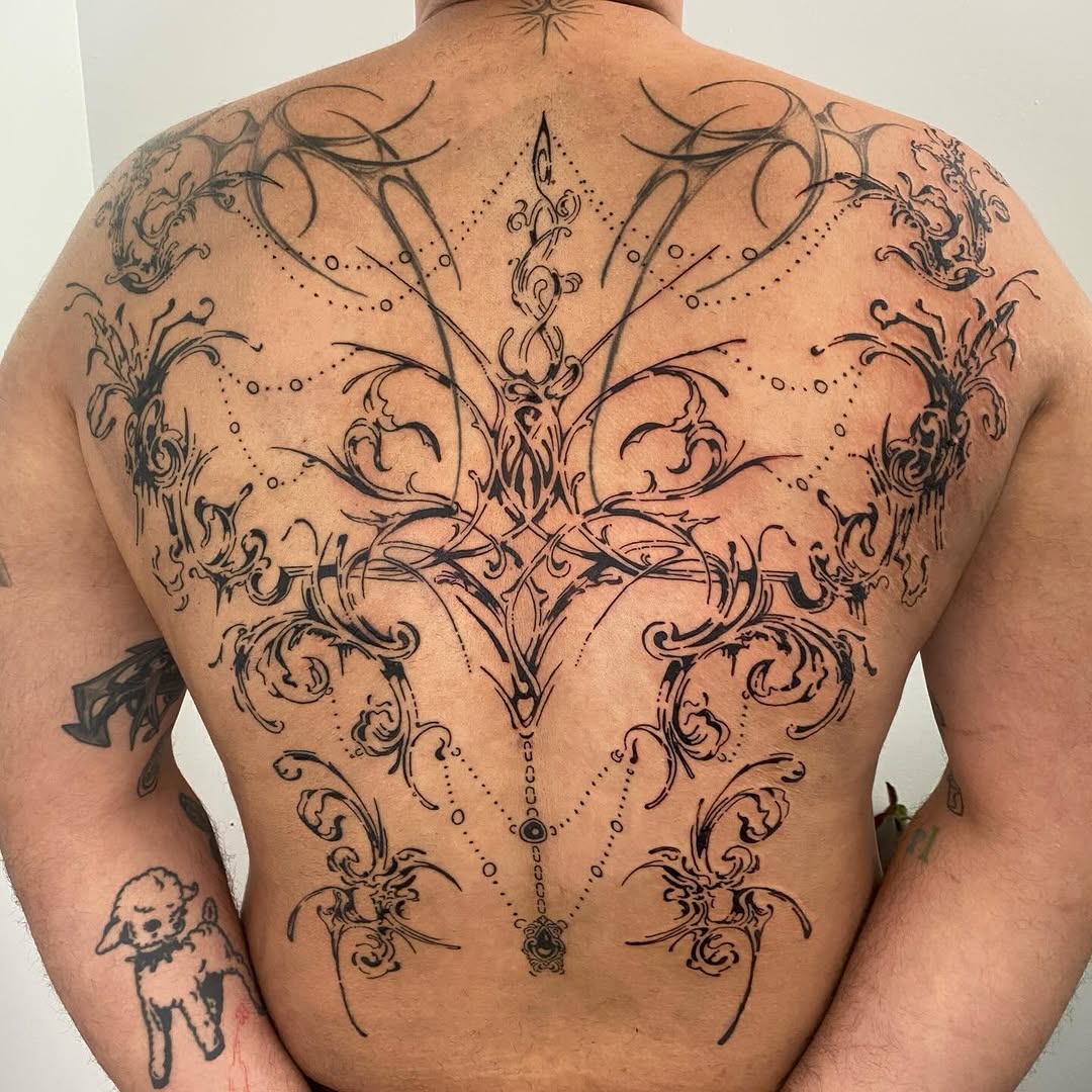 Tattoo by @woodniptat — blackwork, ornamental