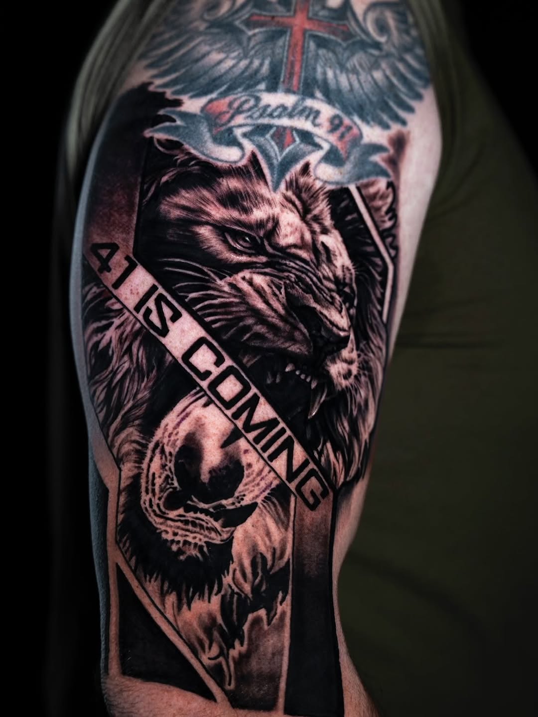 Tattoo by @daggerface_toon — realism, black_and_grey