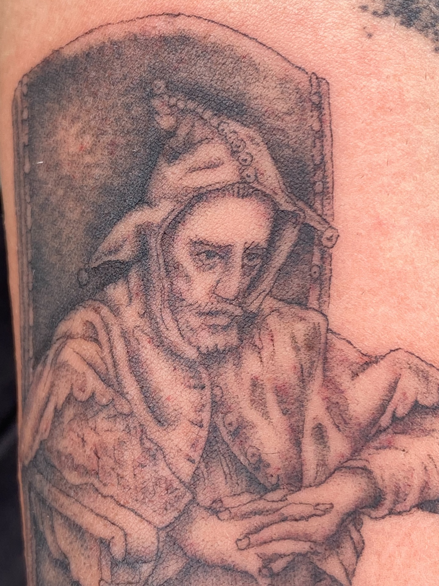Biblical figure black and grey tattoo on the forearm by ๐ป๐๐๐๐๐๐๐ โงห*ยฐเฟ