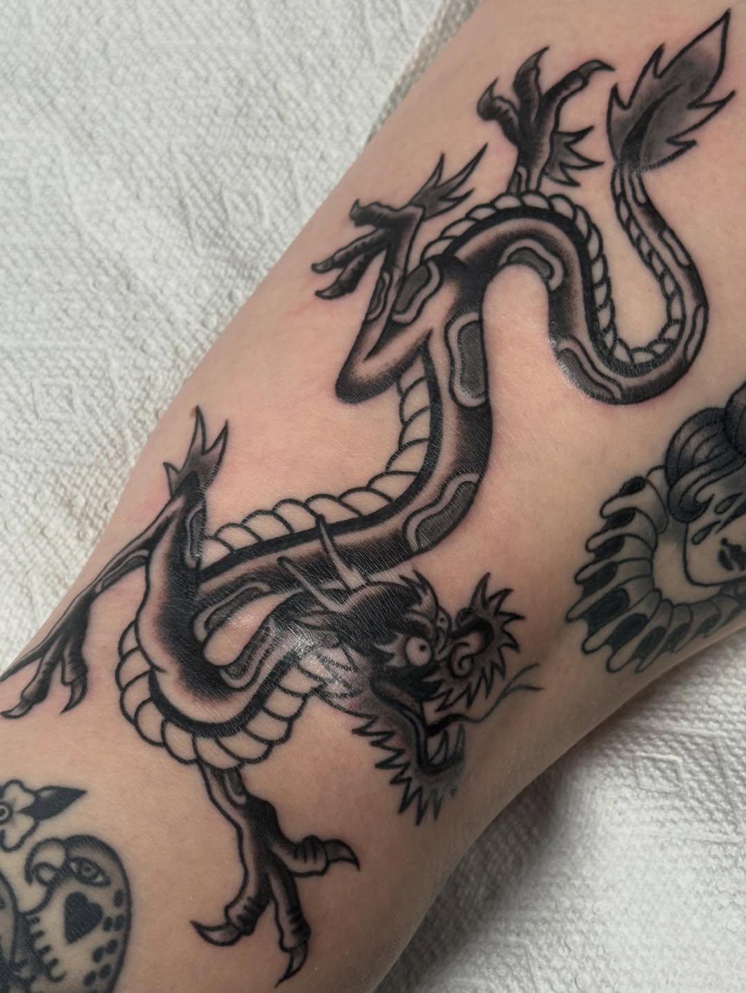 Tattoo by @tradkatz — japanese_irezumi, black_and_grey