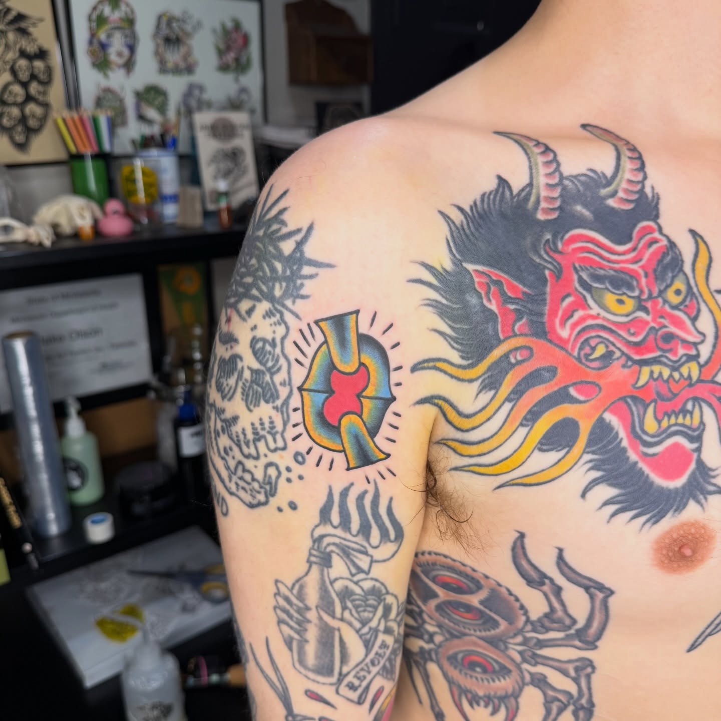 Demon japanese irezumi tattoo on the back by Henry Bubula, Minneapolis, Minnesota