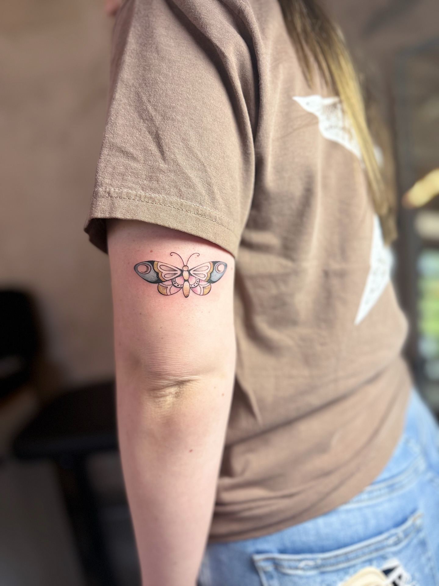 Butterfly dotwork tattoo on the forearm by INK with Christian, Mineral Wells, Texas