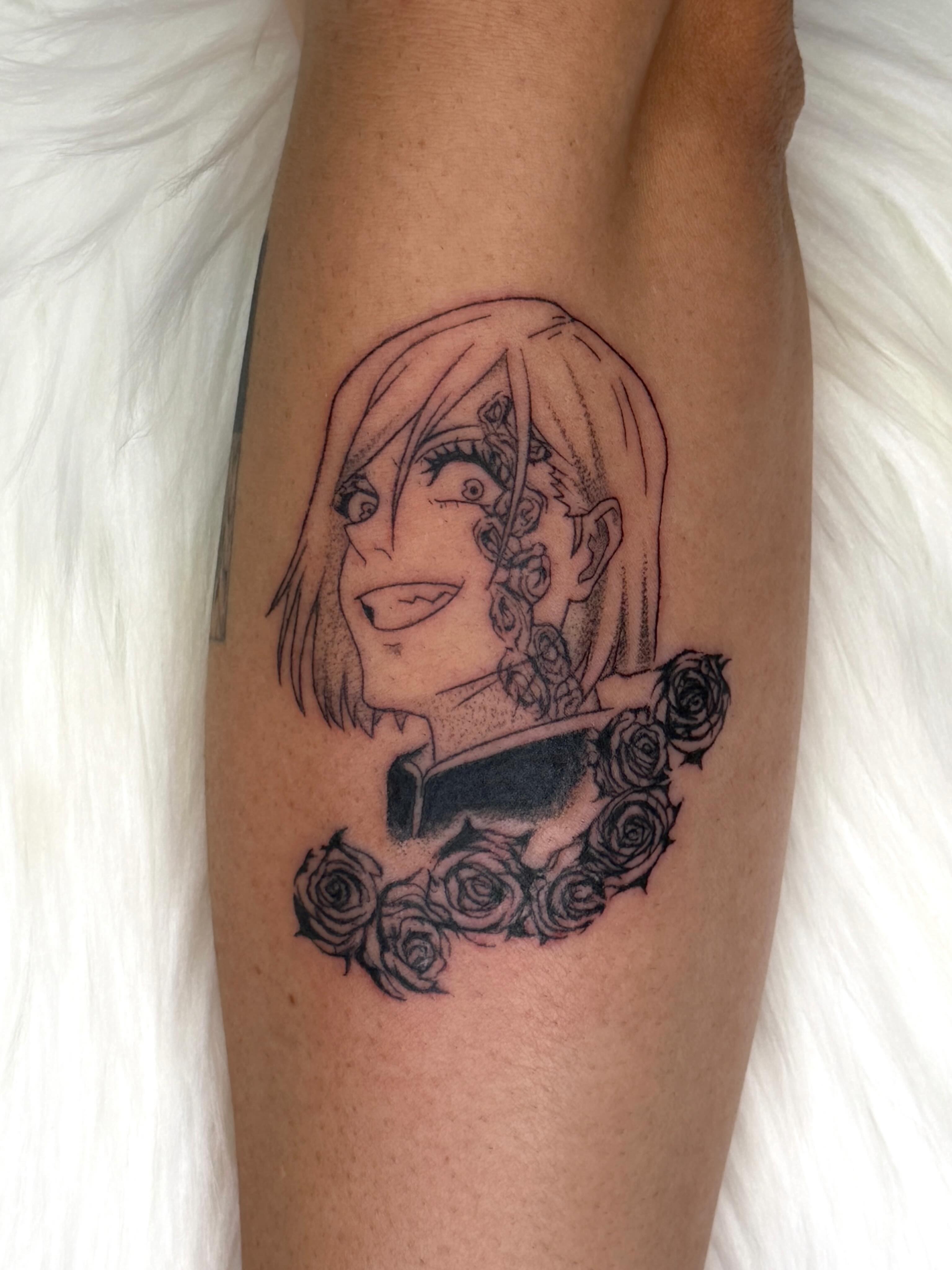 Tattoo by @inkbytheresa — dotwork, anime