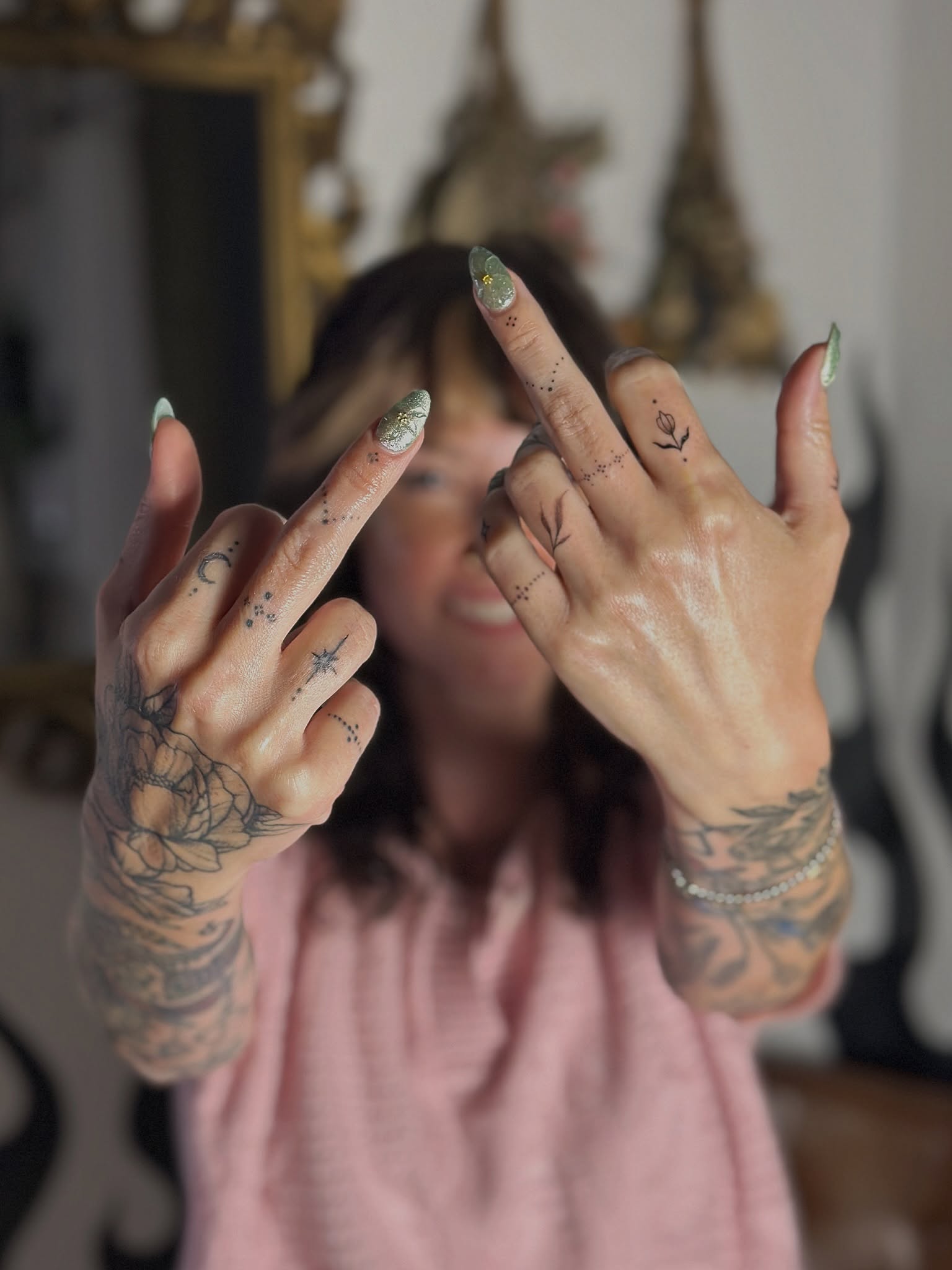 Finger tattoos dotwork tattoo on the hand by Hayley Thomas