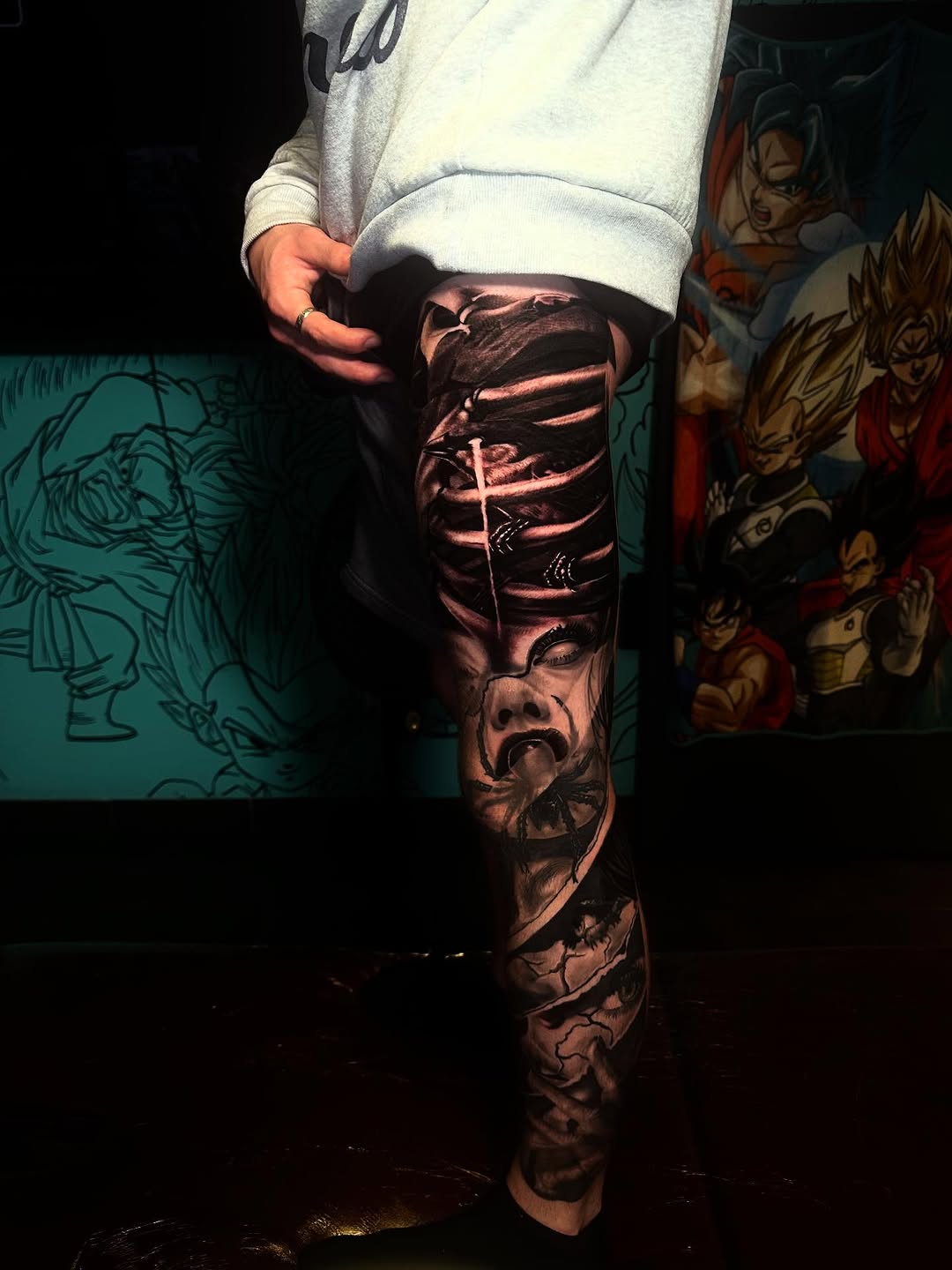 Tattoo by @daggerface_toon — dark_realism, black_and_grey