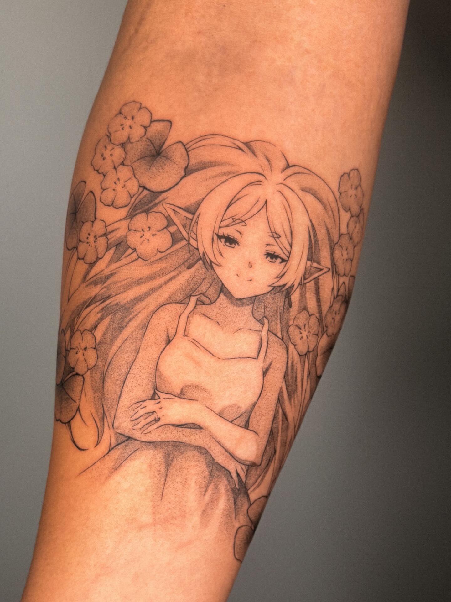 Anime girl anime tattoo on the forearm by ☆ gia