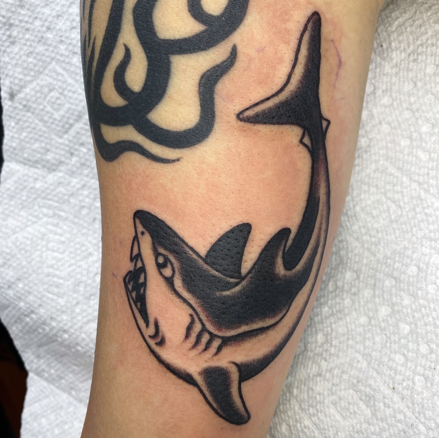 Tattoo by @midwestjess_ — black_and_grey, tribal
