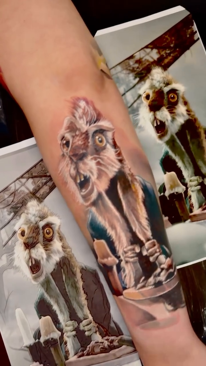 Lemur realism tattoo by Edward best