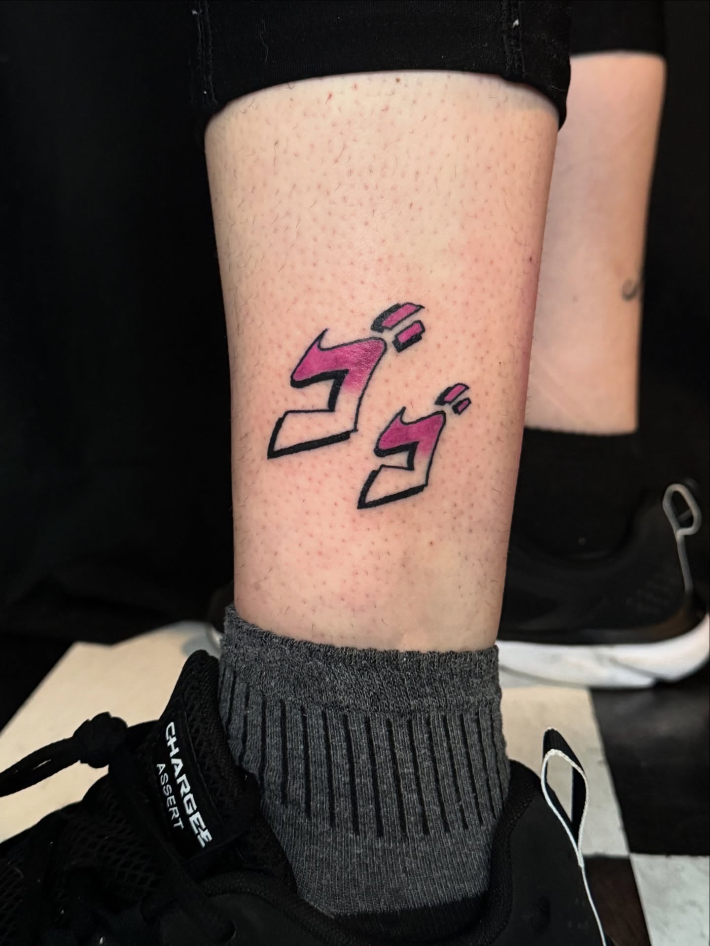 Kanji characters lettering script tattoo on the forearm by Gabe Rosen