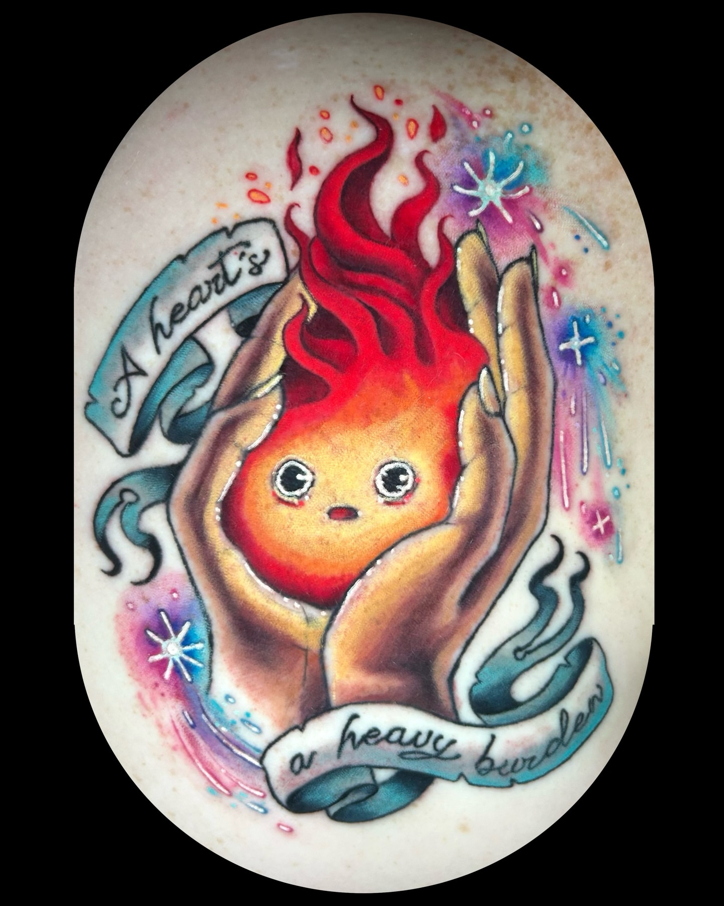 Flame creature illustrative tattoo by Zephyr