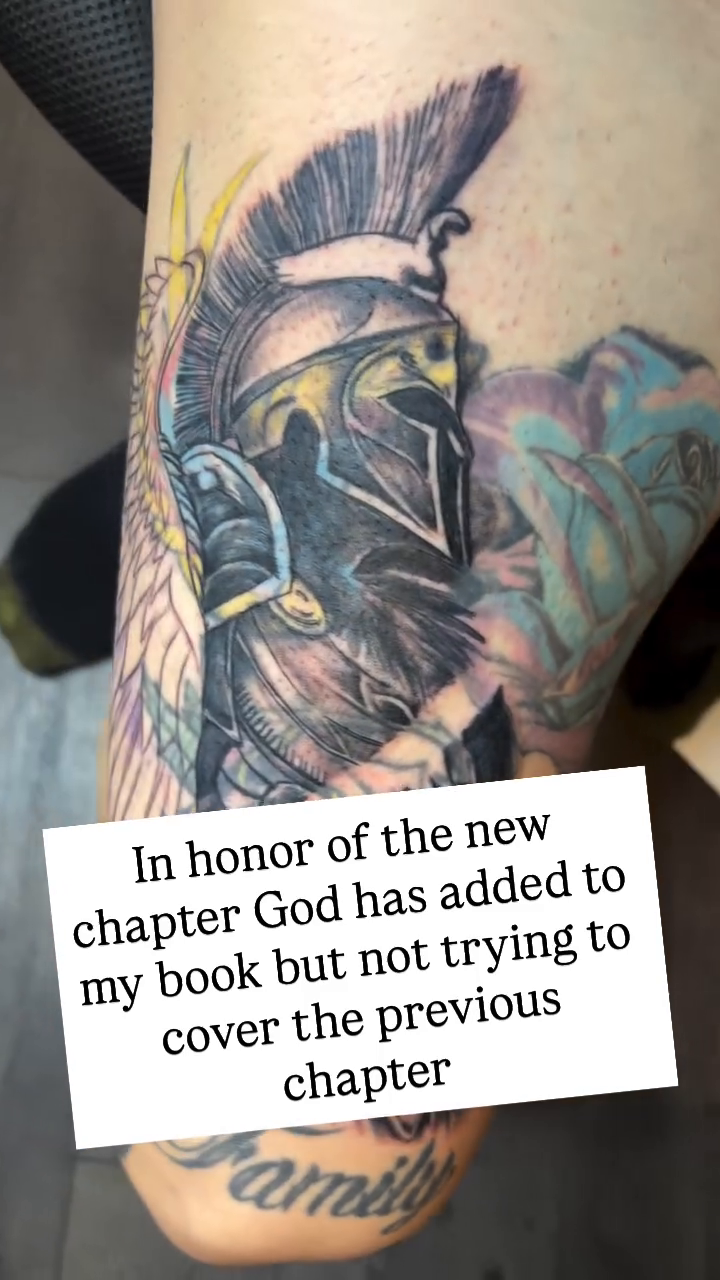 Spartan warrior with wings tattoo on the forearm by Inked By E, Philadelphia, Pennsylvania