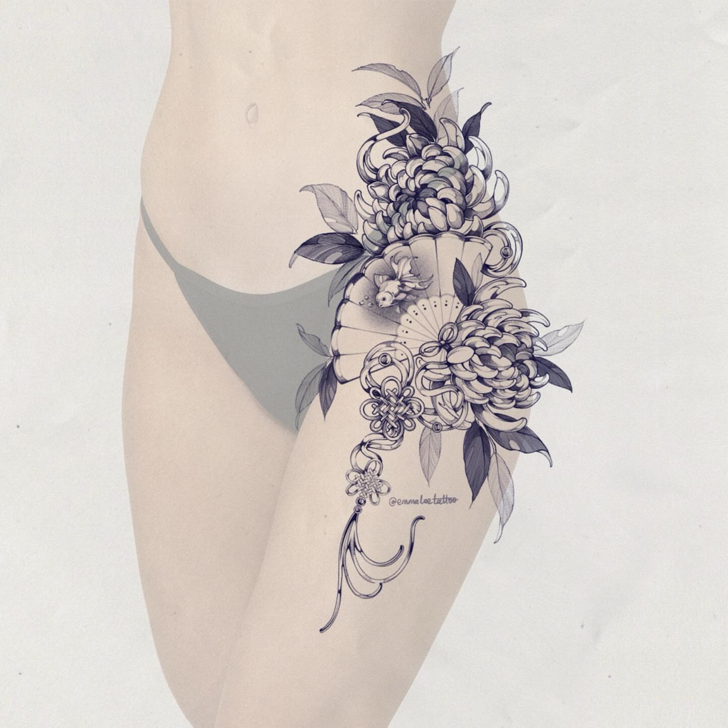 Tattoo by @emmaleetattoo — black_and_grey, ornamental