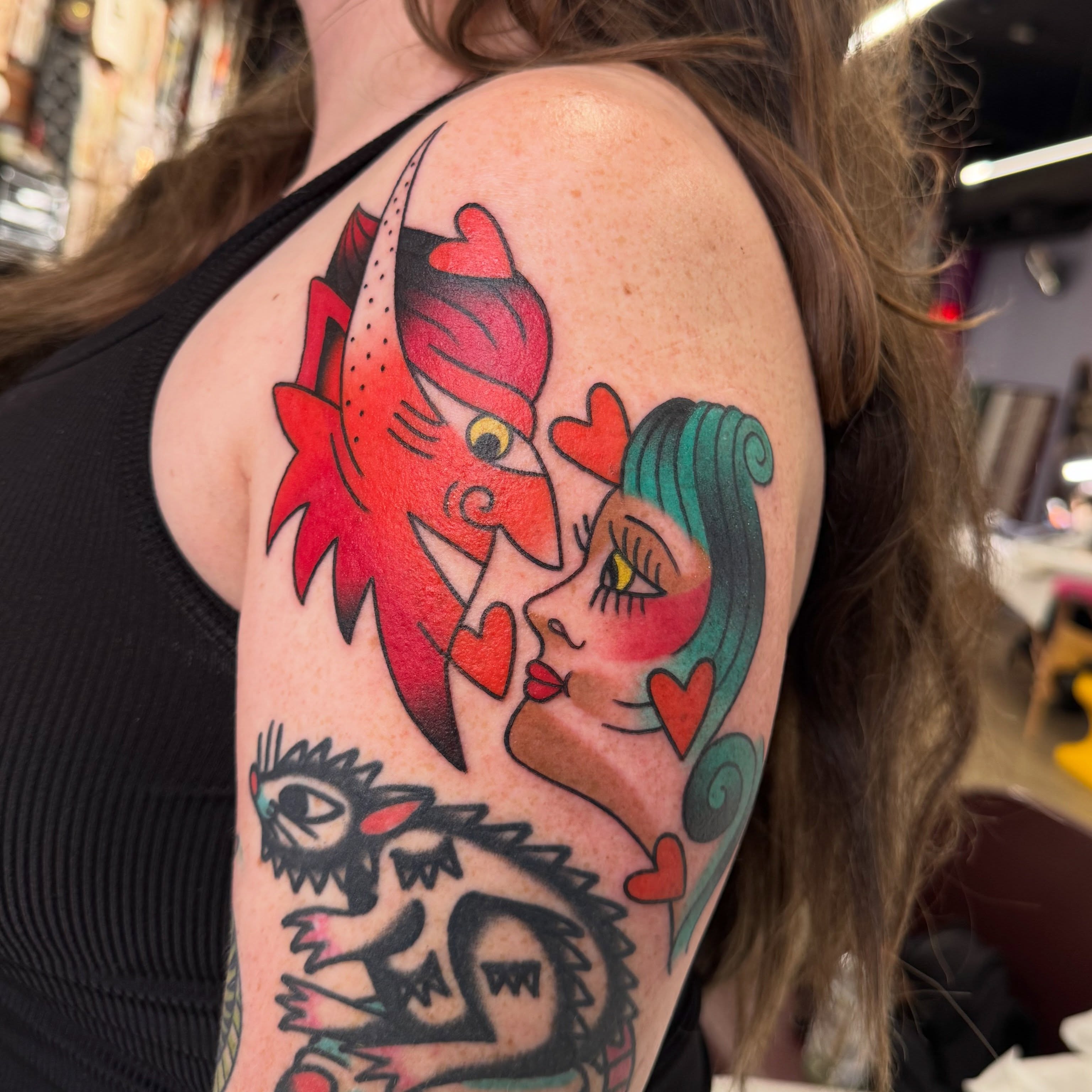 Tattoo by @rarespider — american_traditional, dotwork