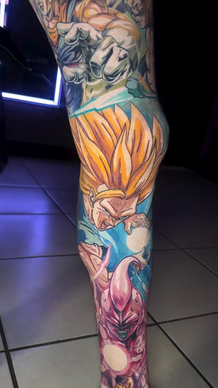 Dragon Ball Z characters anime tattoo by Steven Pelkey, Eastpointe, Michigan