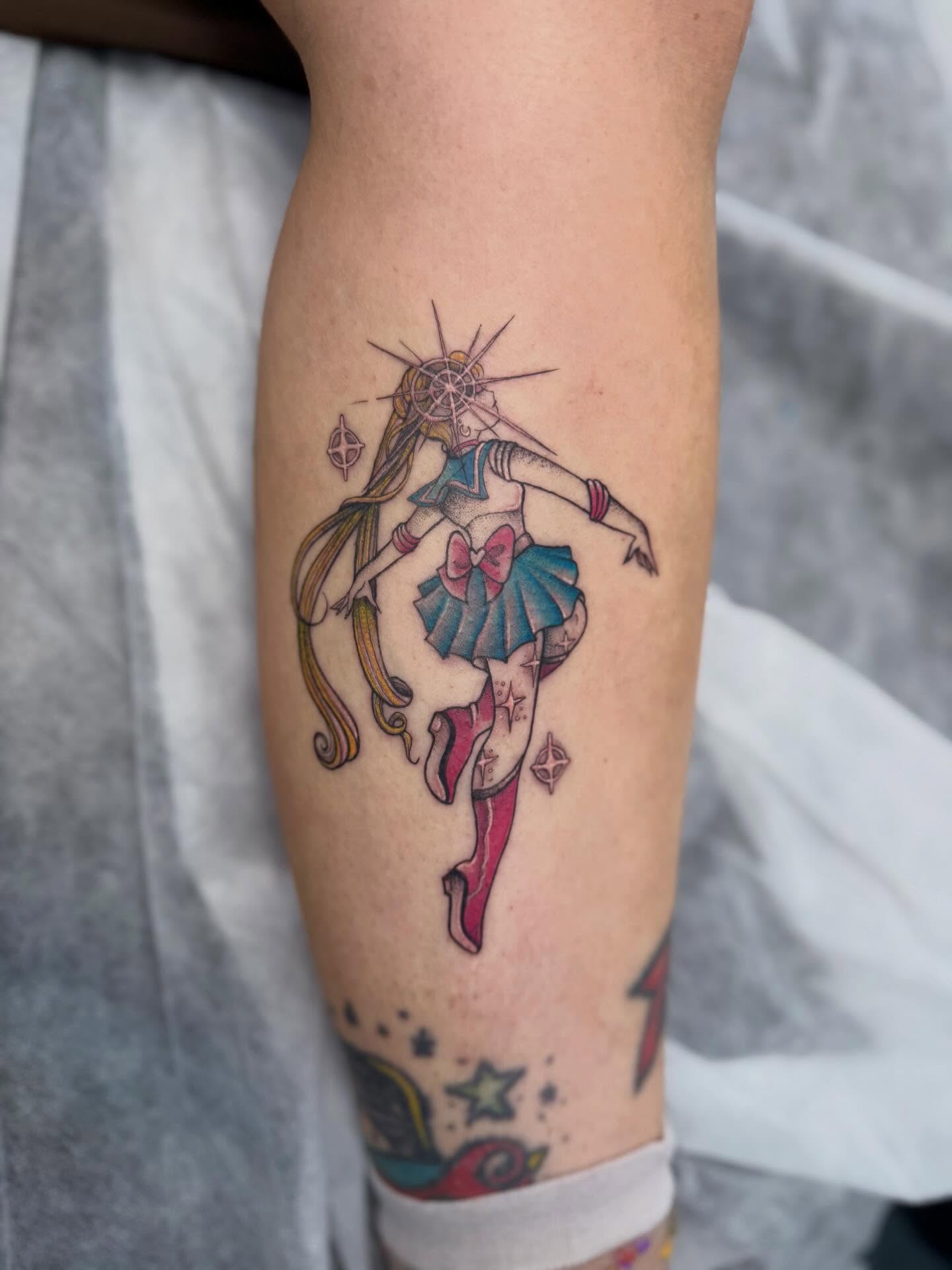 Sailor moon character anime tattoo on the forearm by Sasha “Sashimi” Shabasov