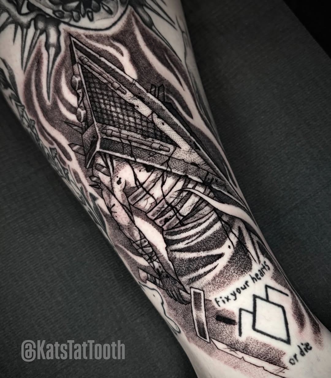 Tattoo by @katstattooth — black_and_grey, realism