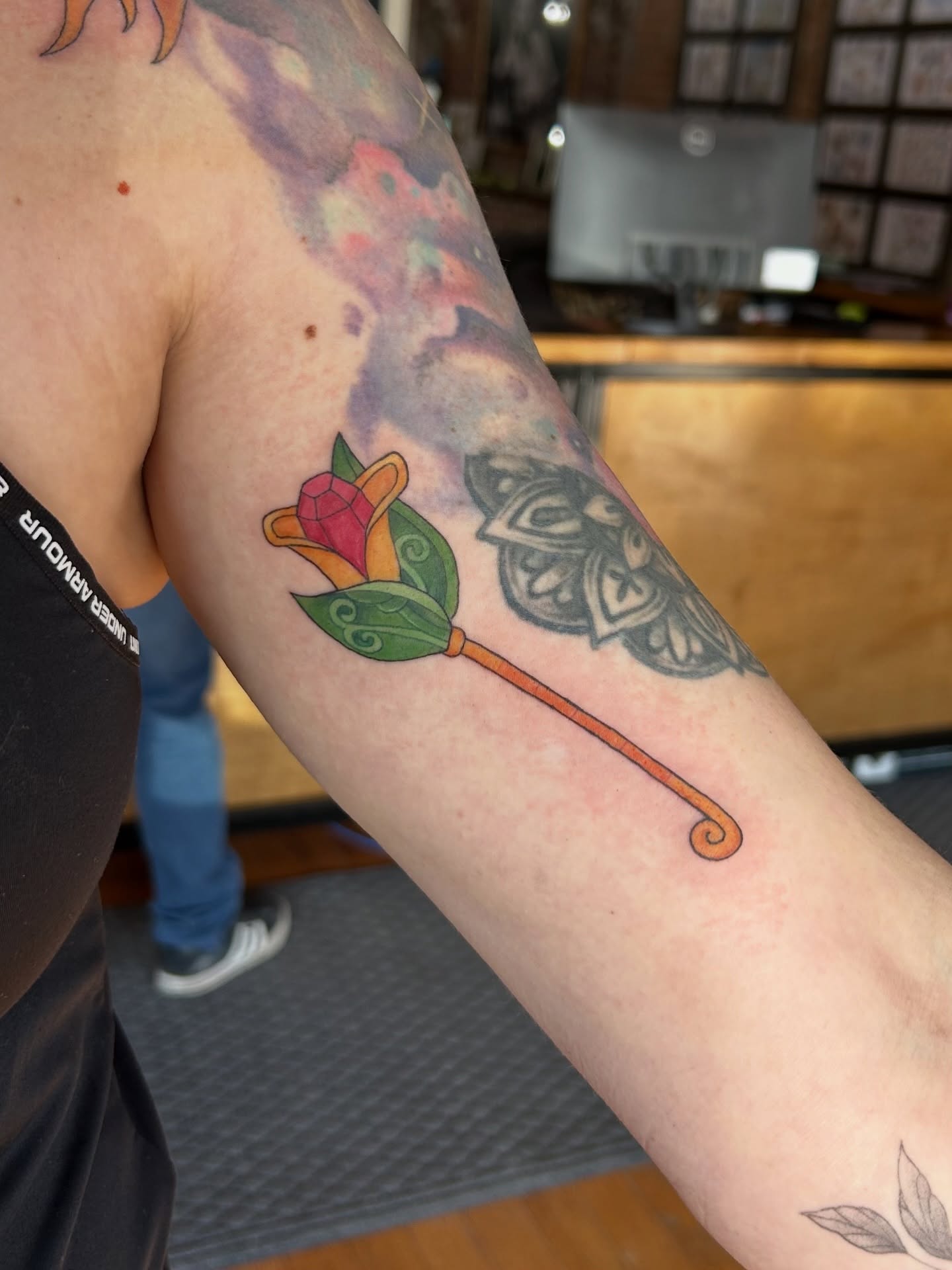 Rose new school tattoo on the forearm by Kaylee