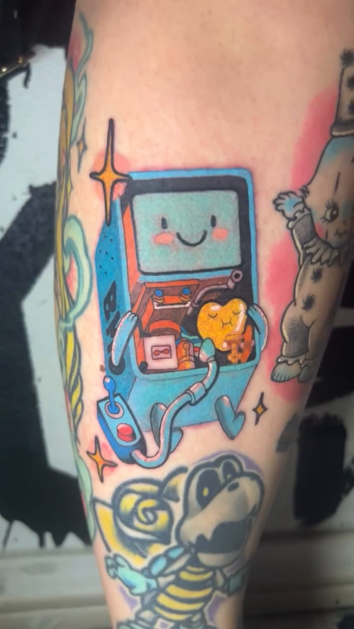 Video game character new school tattoo by Brittney