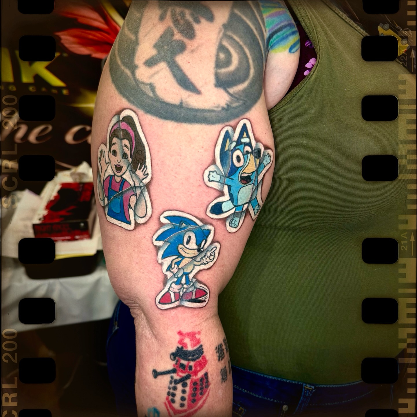 Cartoon characters anime tattoo on the forearm by Matt cheek