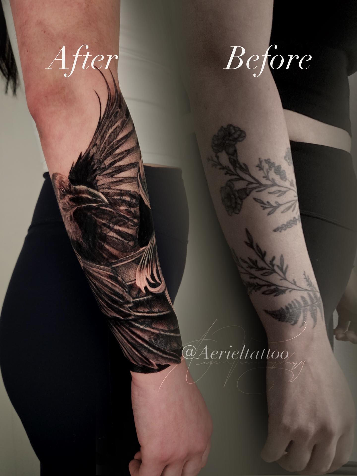 Crow realism tattoo on the forearm by Dallas Tattoo artist