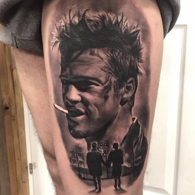 Tattoo by @kaostattooart — realism, black_and_grey