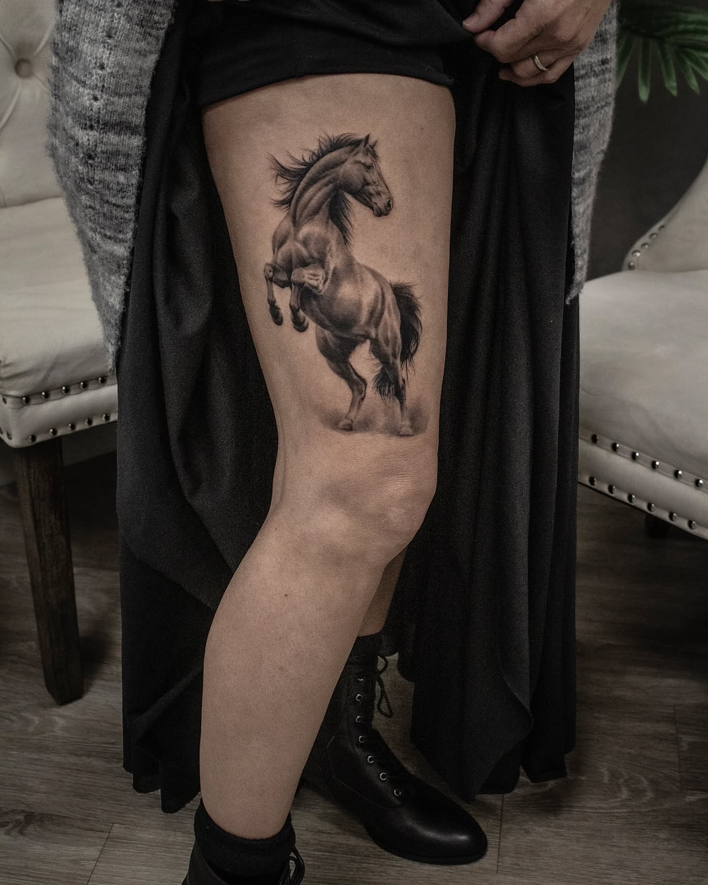 Tattoo by @glitchnstein β realism, black_and_grey