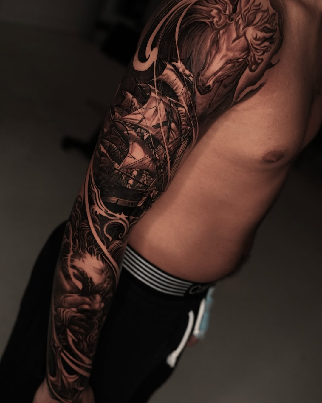Tattoo by @_hello_vas โ realism, black_and_grey