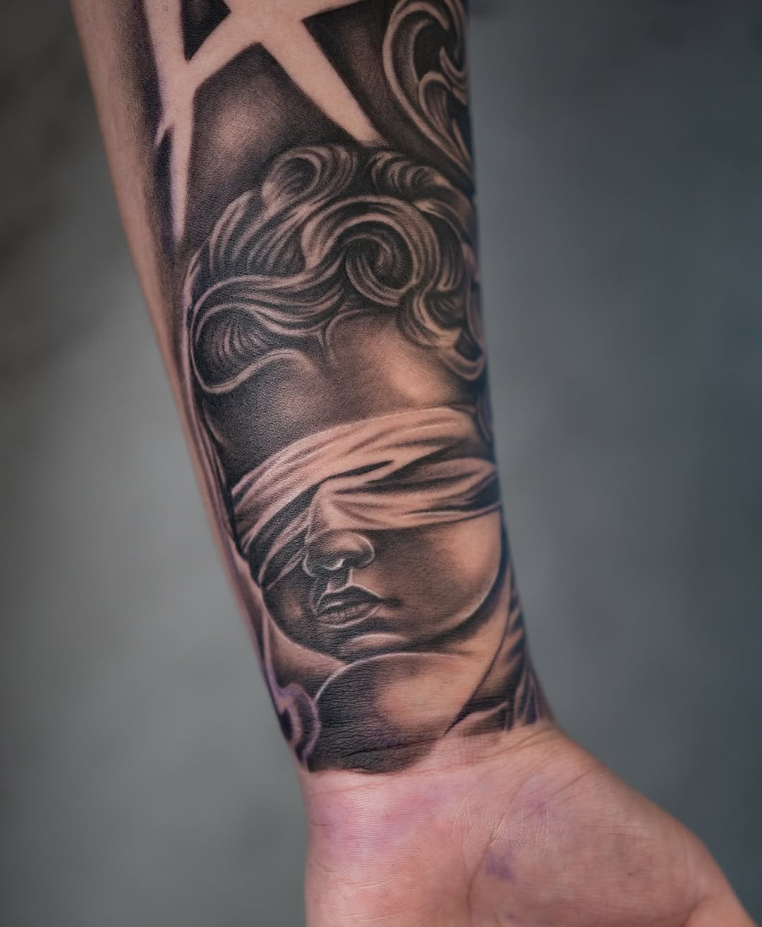 Tattoo by @inkbydame — realism, black_and_grey