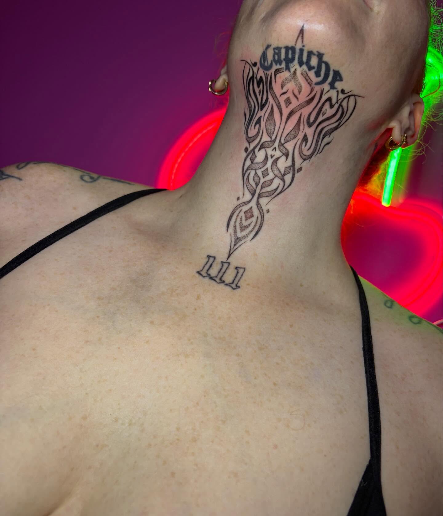 Script lettering lettering script tattoo on the neck by Vegas Tattoo Mommy ๐๐, Las Vegas, Nevada