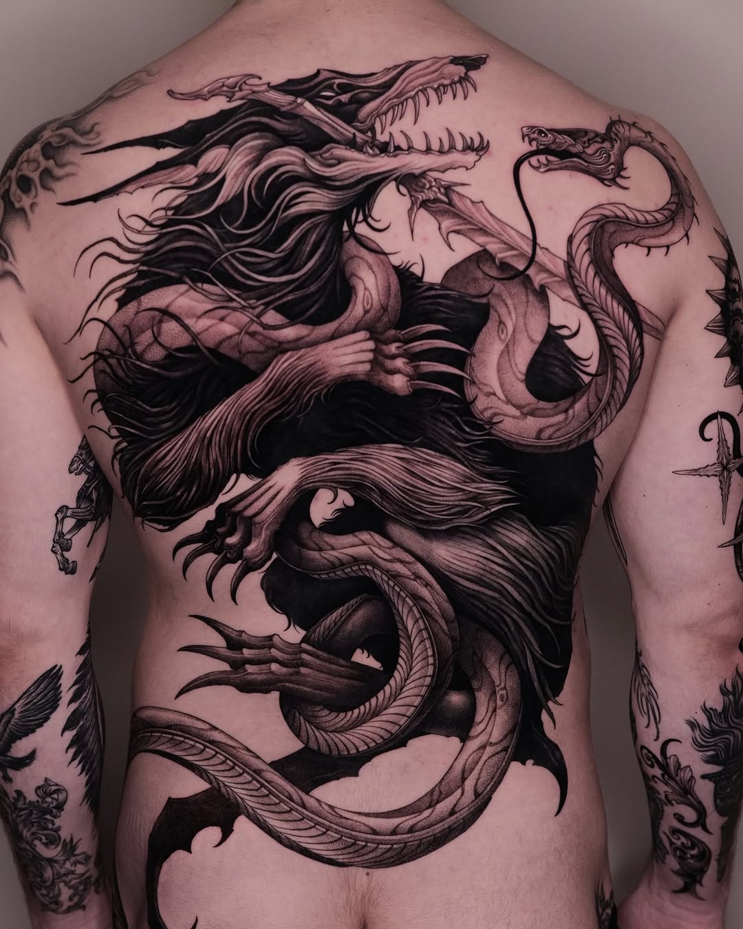 Tattoo by @47volt — black_and_grey, dark_realism