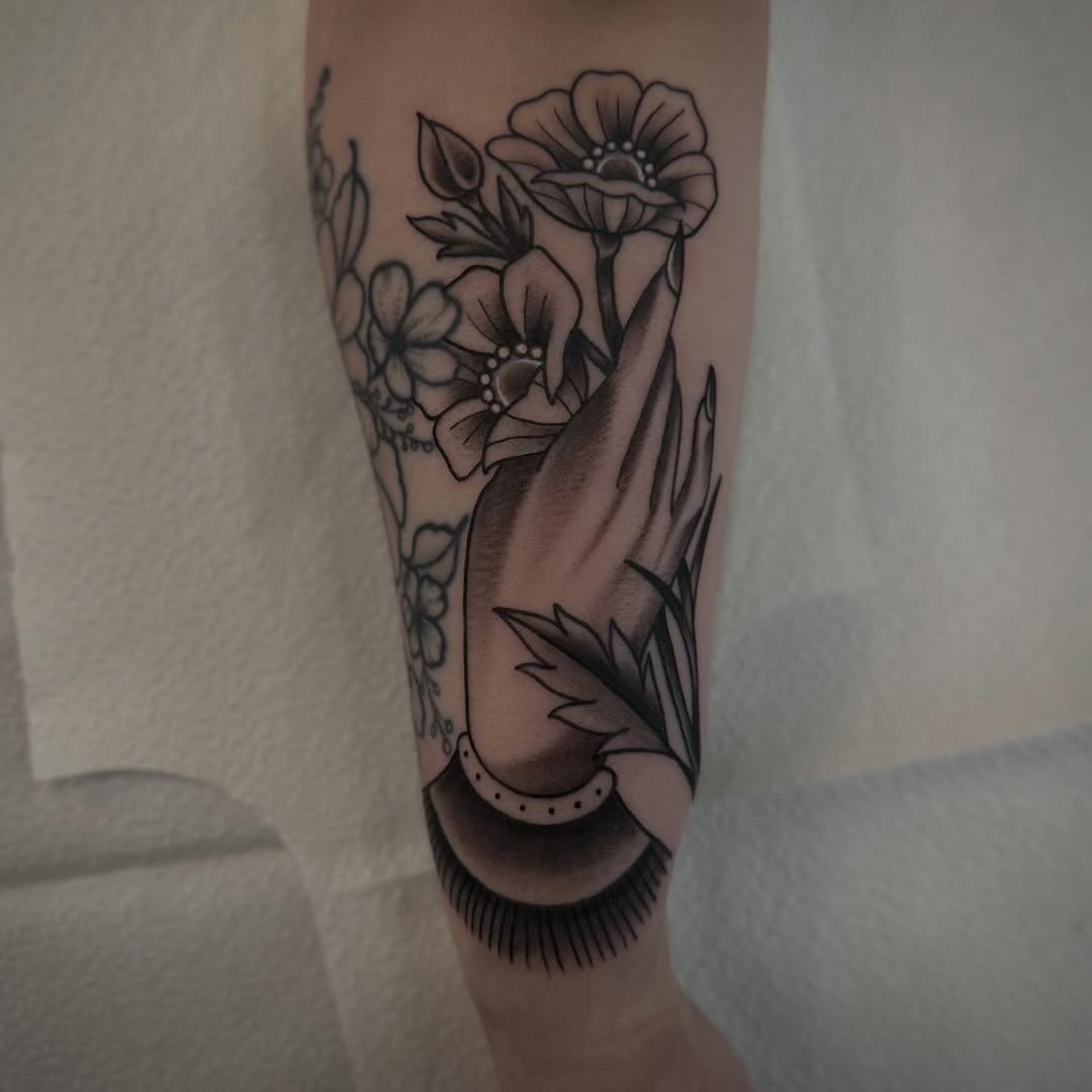Tattoo by @loco_livin — black_and_grey, fine_line