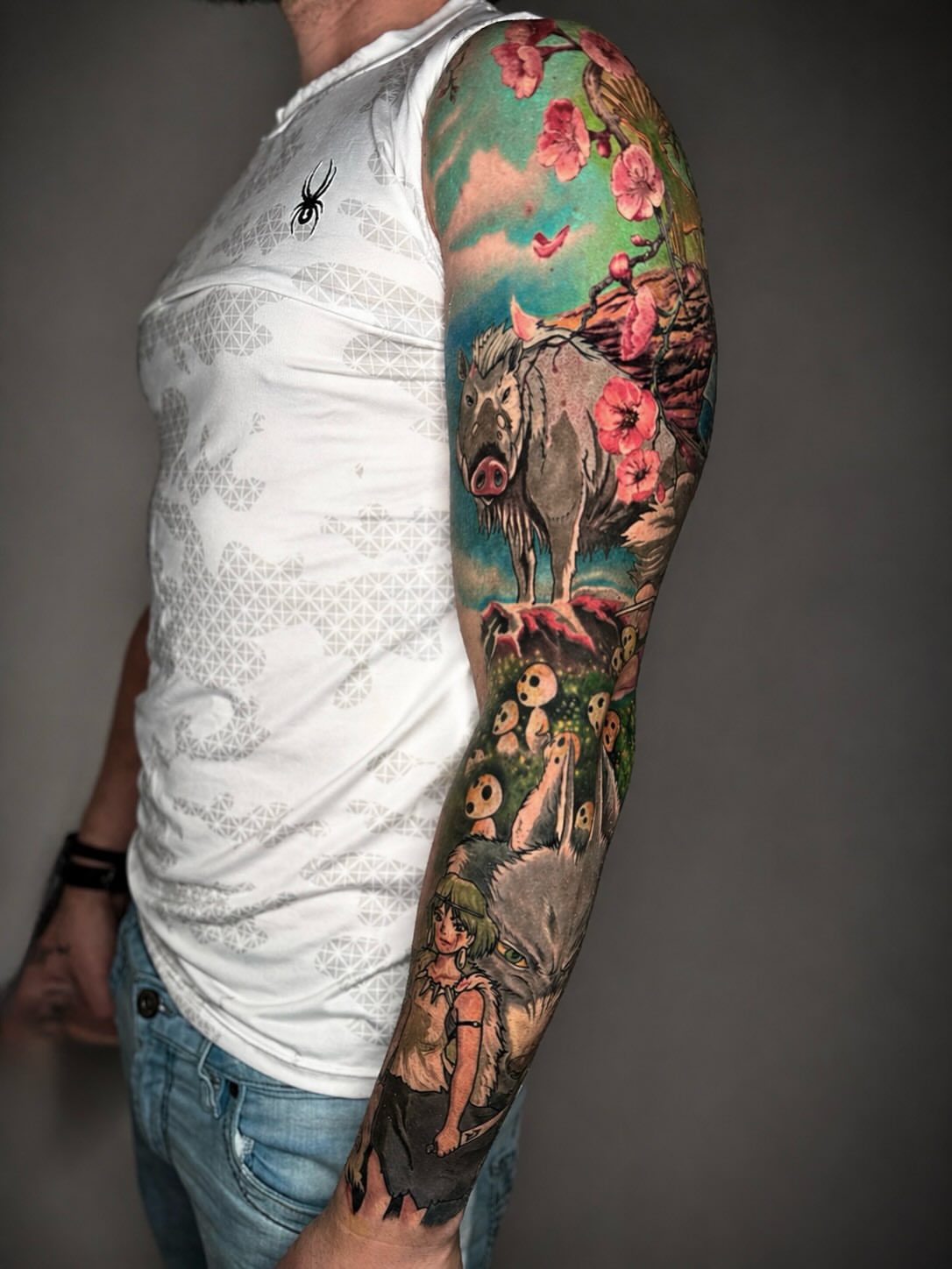 Anime-inspired fantasy scene anime tattoo on the forearm by David Garcia 📍 West Palm Beach FL. Tattoo