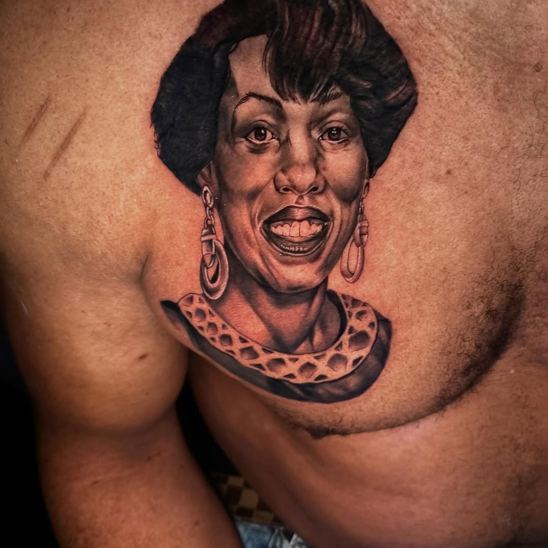 Tattoo by @sayanatattoos — realism, black_and_grey
