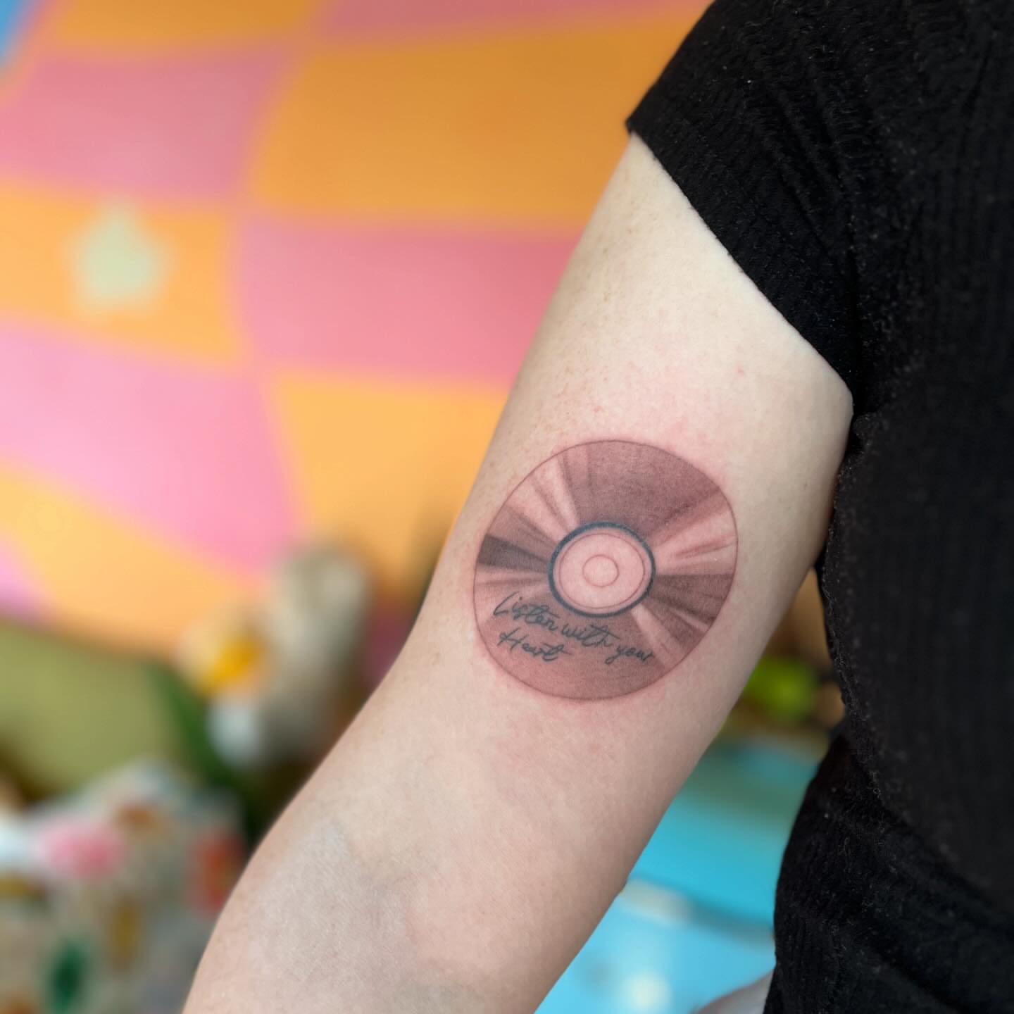 CD dotwork tattoo on the forearm by 🌼DaisyDaiz🕸️