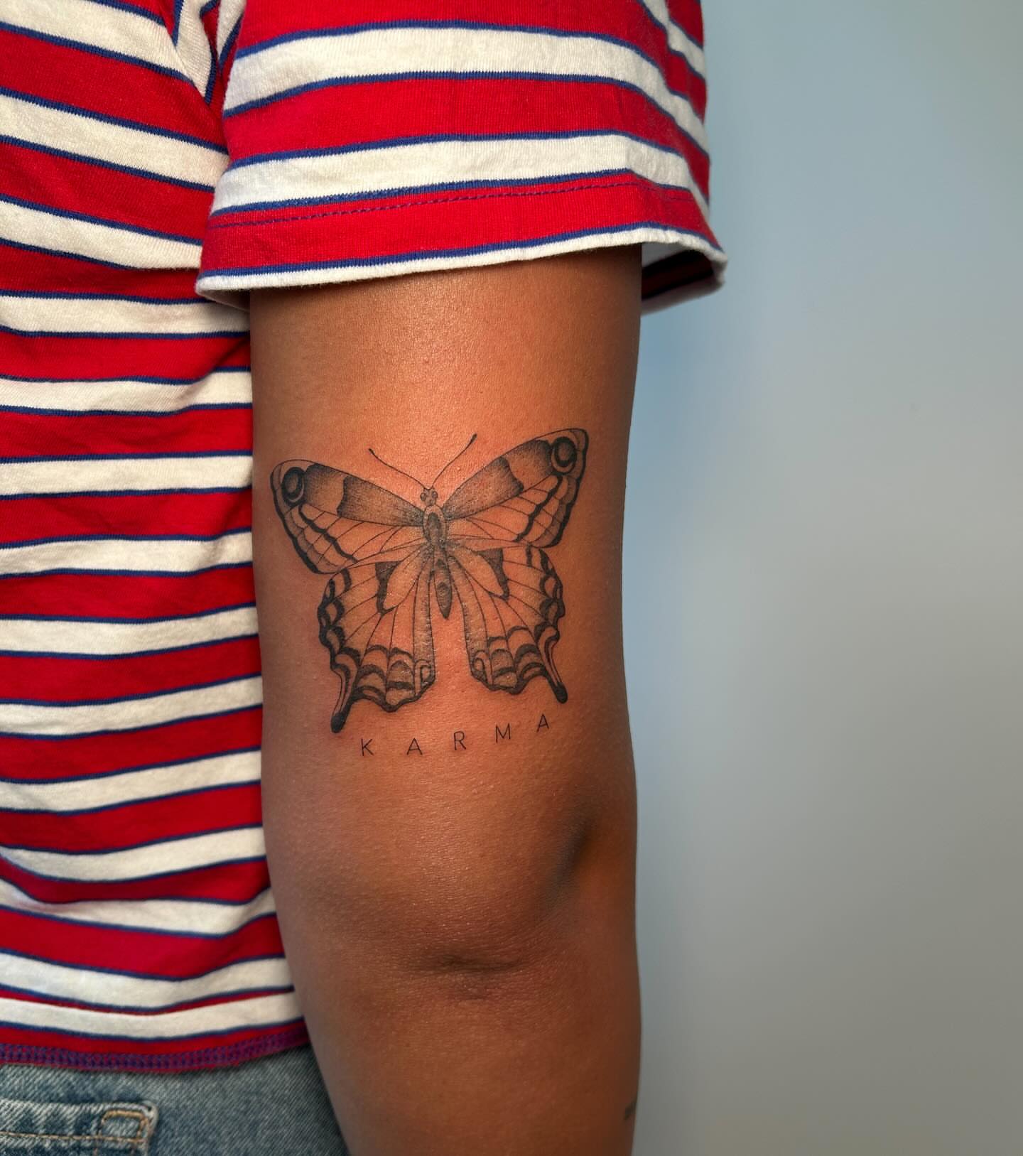 Butterfly realism tattoo on the forearm by L i v π Tattoo Artist. AMITY TATTOO