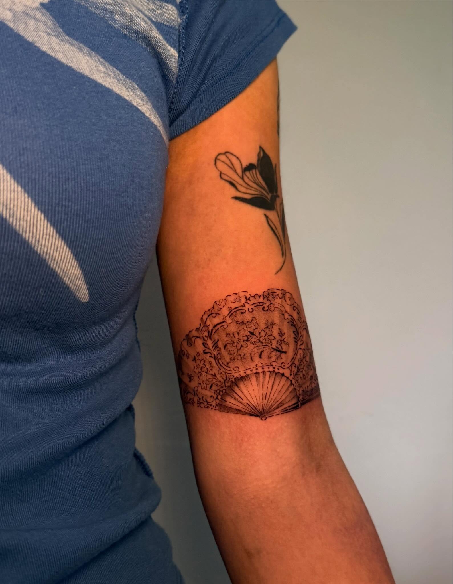 Tattoo by @juniperinkk — black_and_grey, ornamental