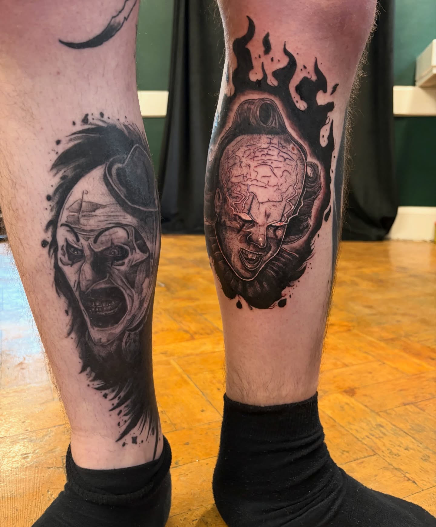 Tattoo by @scorchedbones_ — black_and_grey, realism