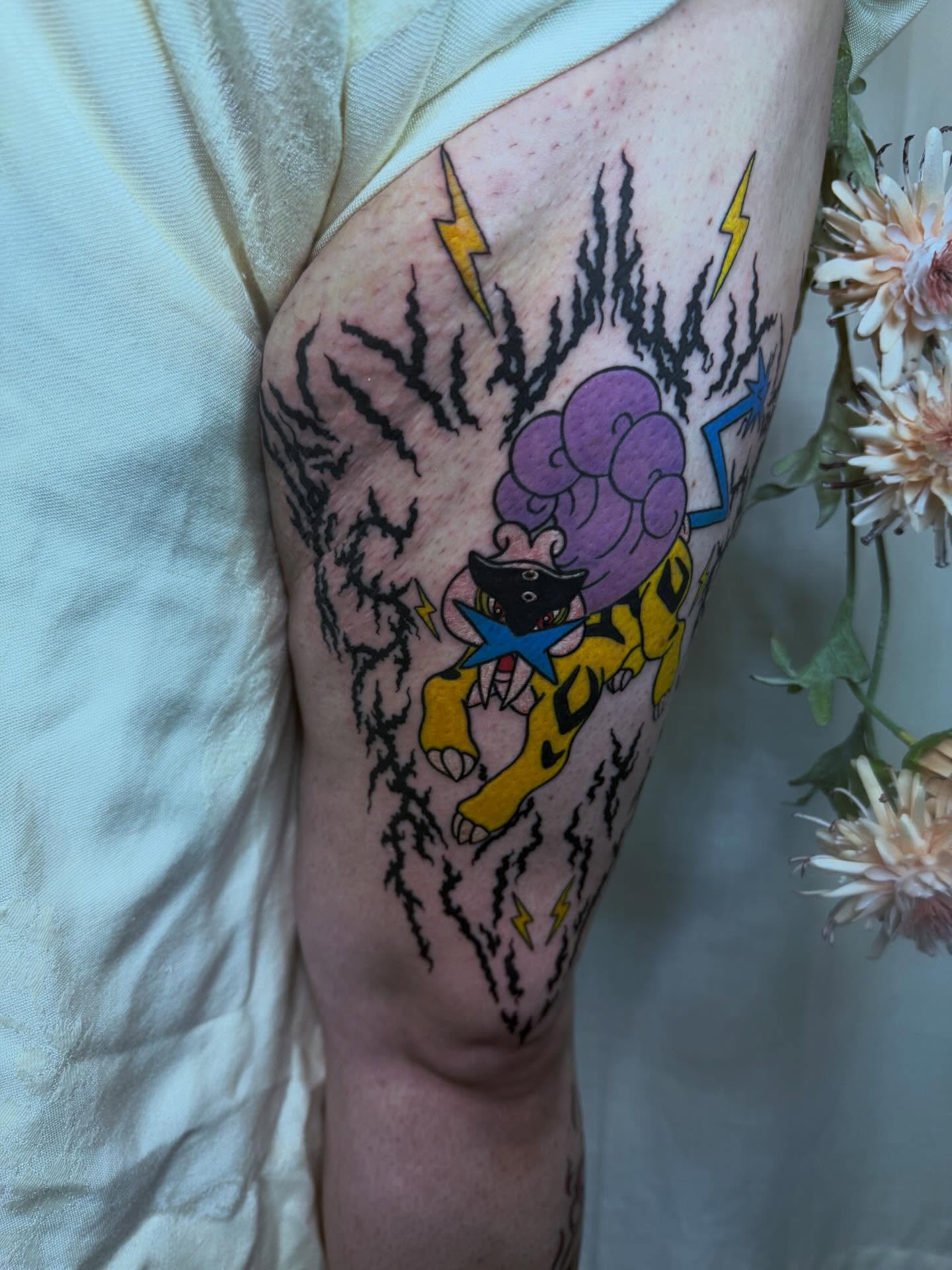 Dragon ball character American traditional tattoo on the forearm by Skitty Tattoo Artist