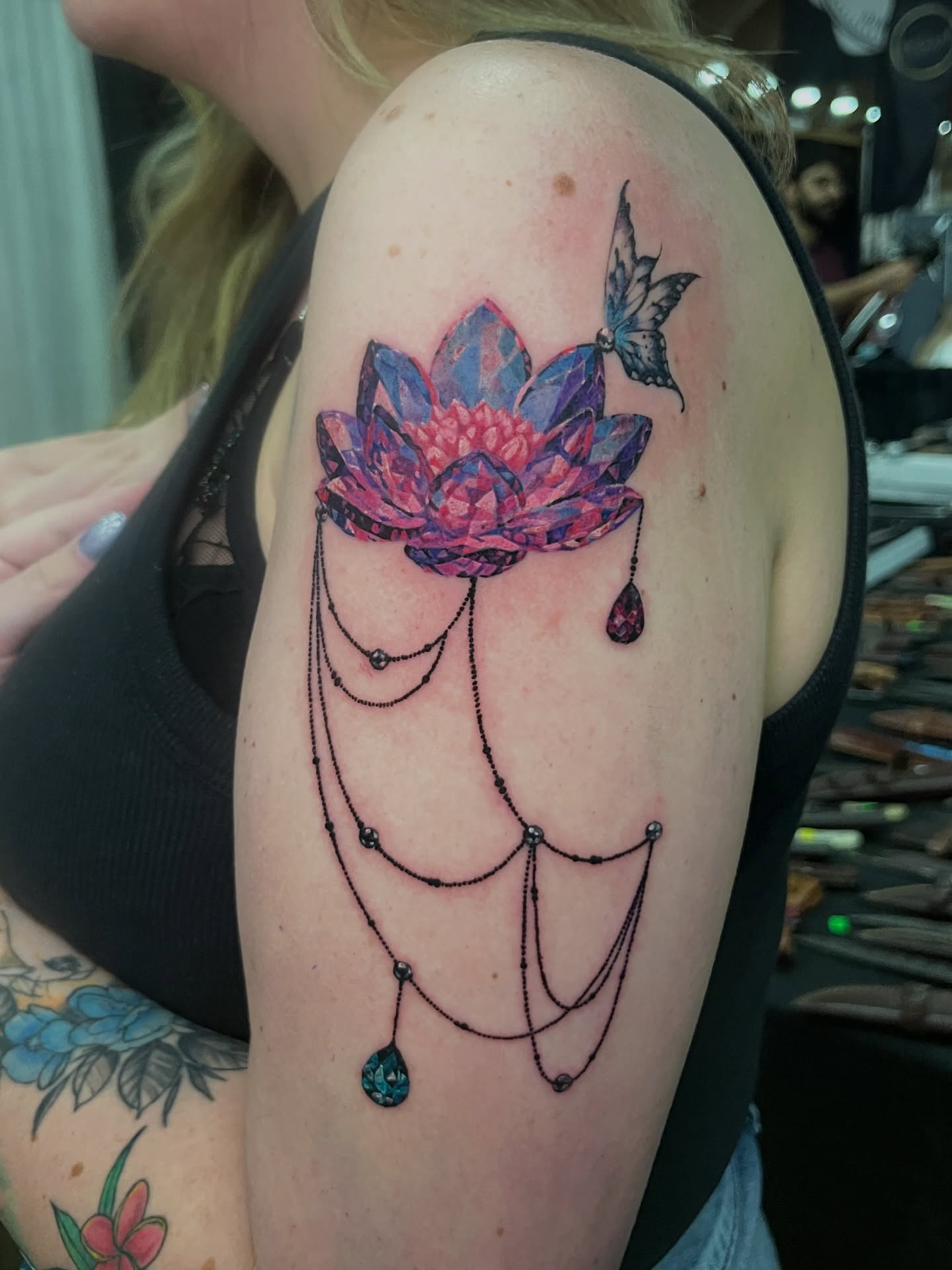 Tattoo by @battlekatgalactica — dotwork, geometric