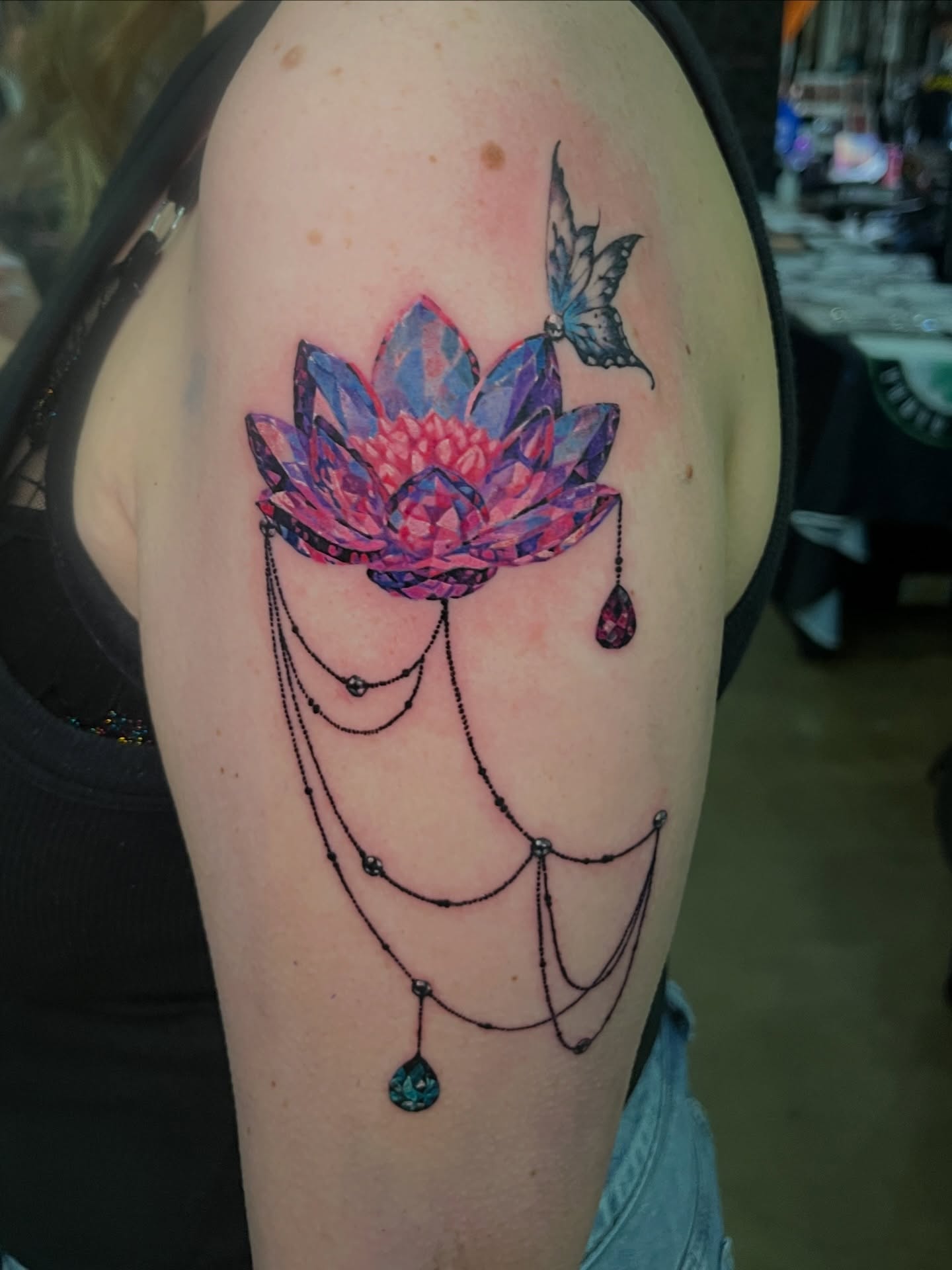 Tattoo by @battlekatgalactica — watercolor, geometric