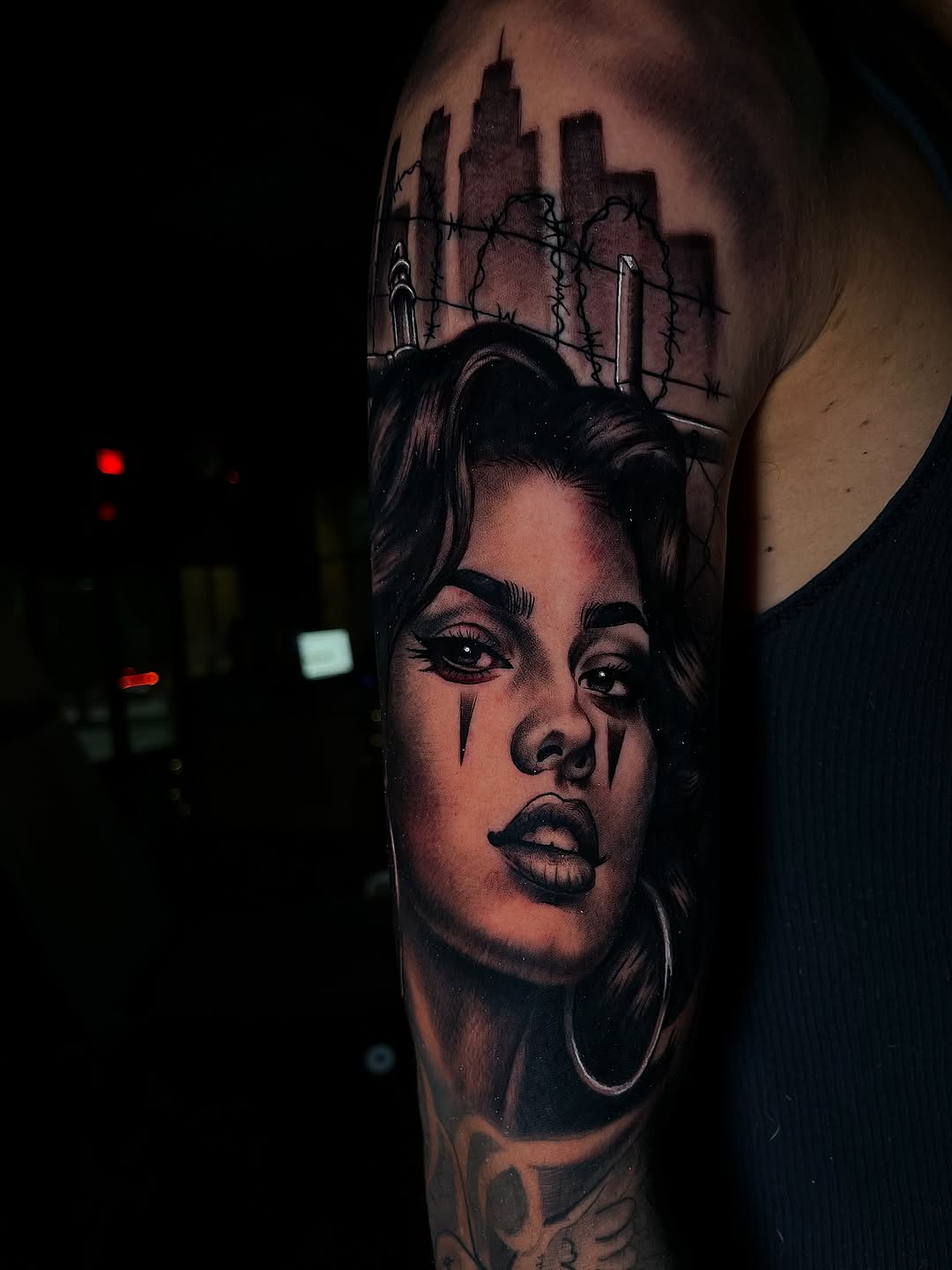 Tattoo by @chrisraymyerstats — black_and_grey, realism