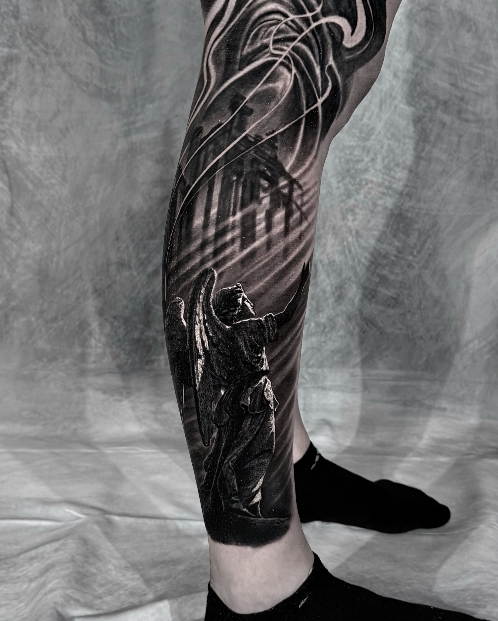 Tattoo by @etgaroak — black_and_grey, realism