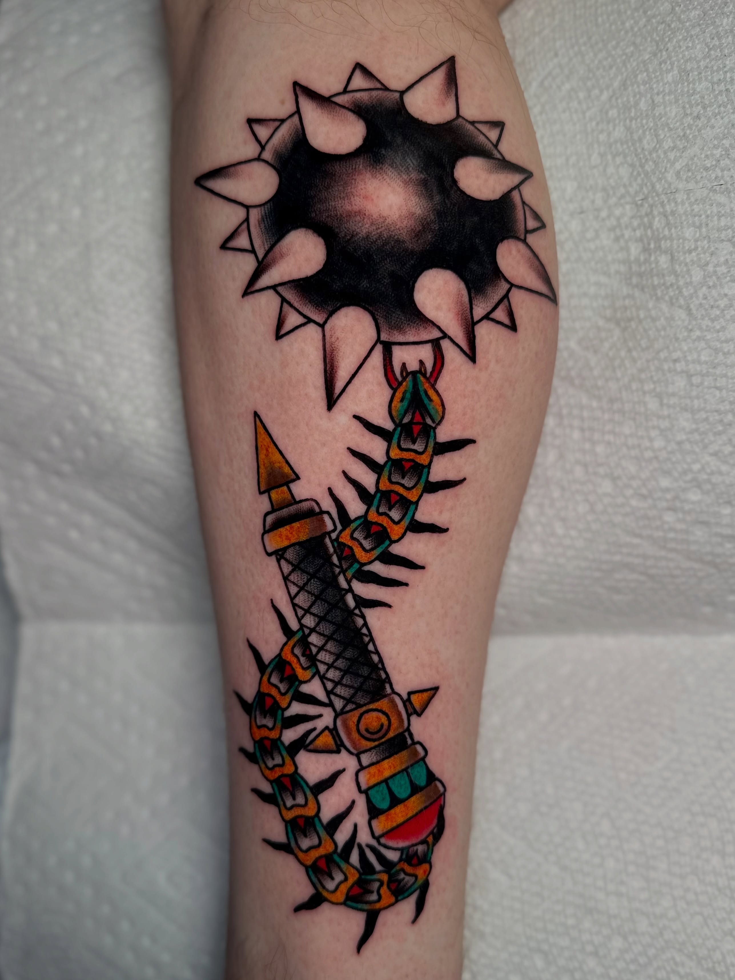 Tattoo by @cryptidtattooer — american_traditional, neo_traditional