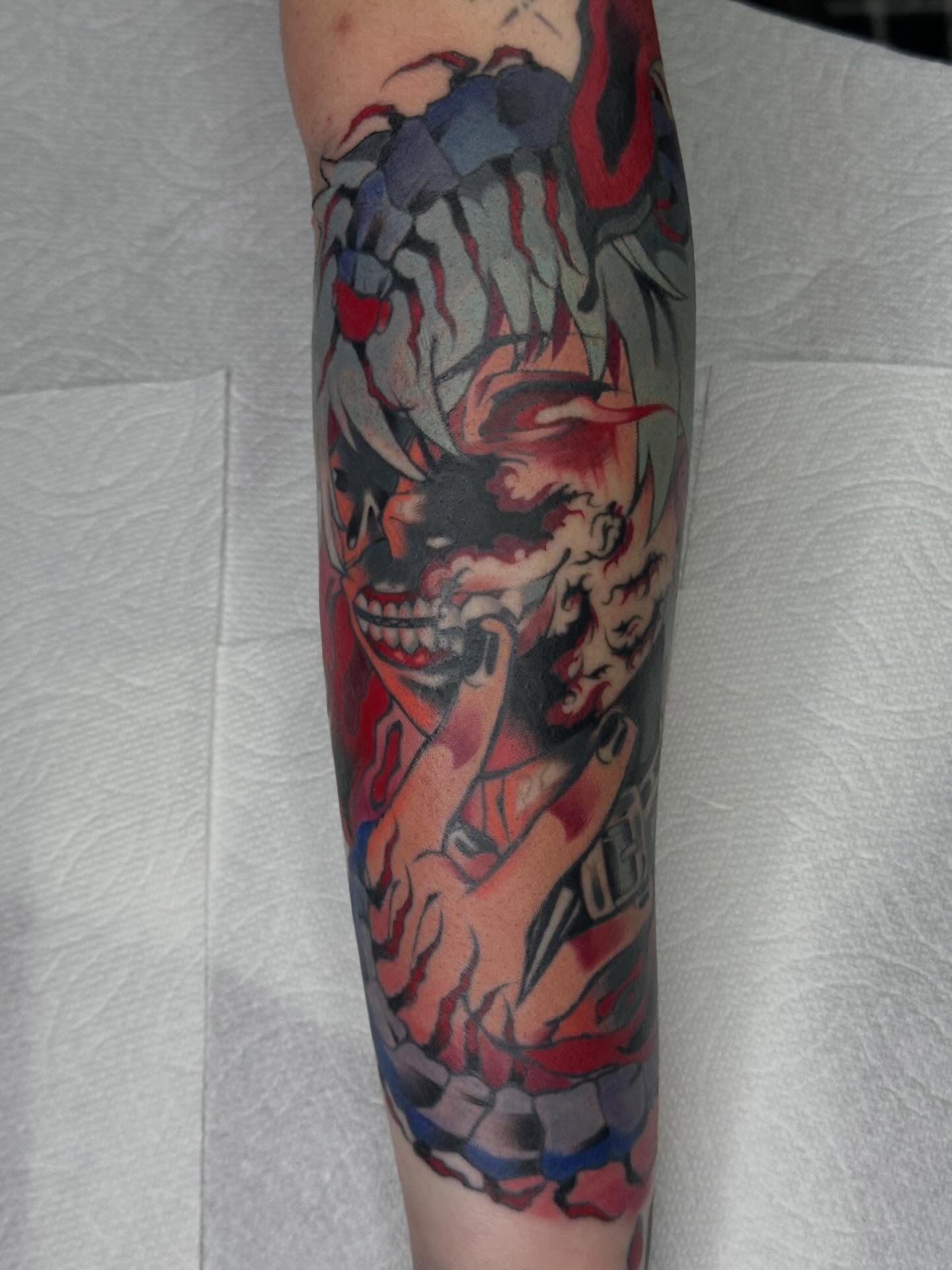 Demon japanese irezumi tattoo on the forearm by 𝔅𝔞𝔱𝔅𝔬𝔫𝔢 🦇Mariah Hernandez