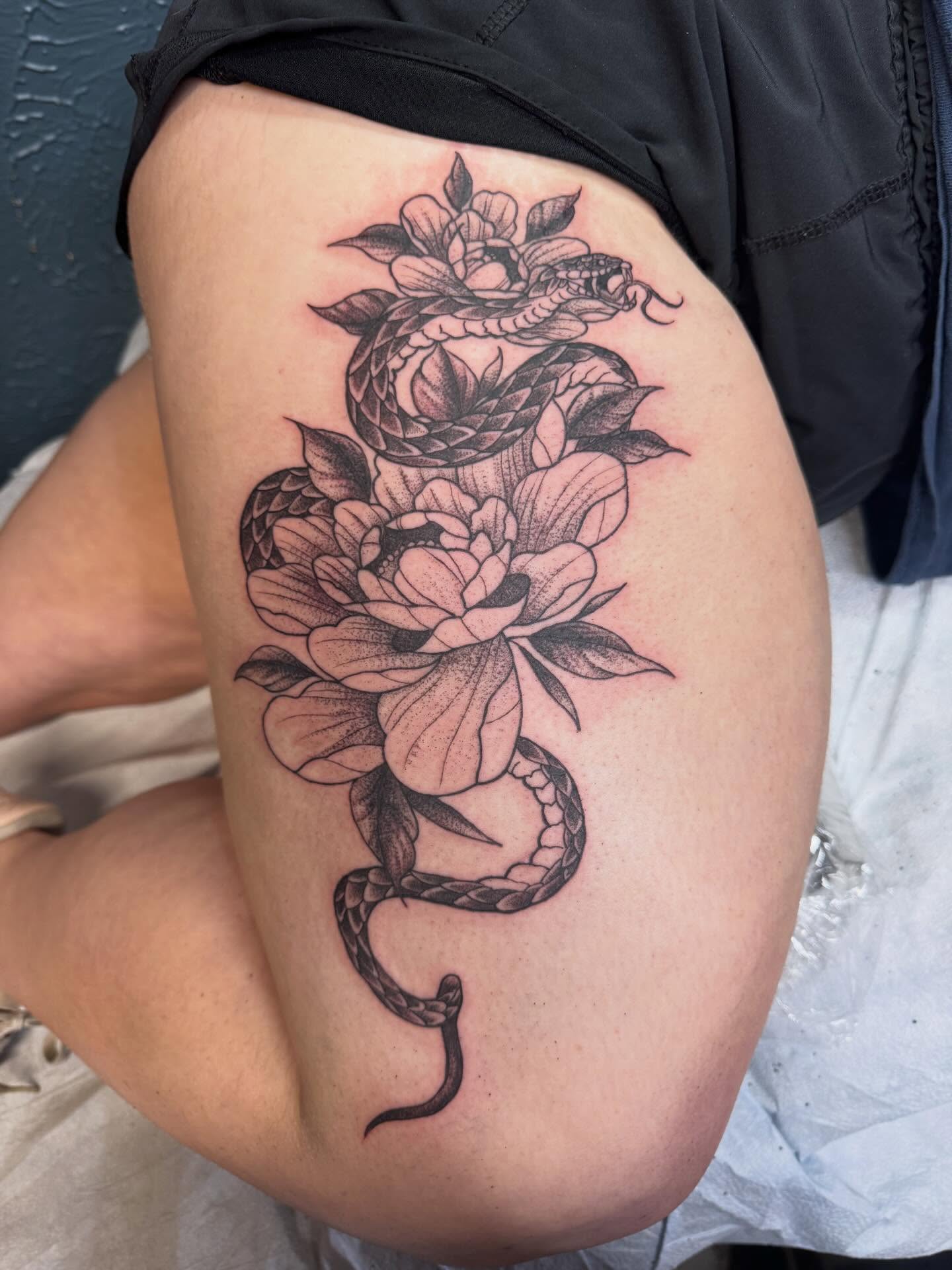 Tattoo by @oneinkedangel — black_and_grey