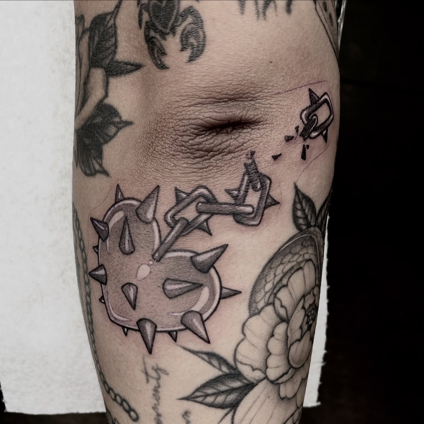 Tattoo by @sillylittleduck — black_and_grey