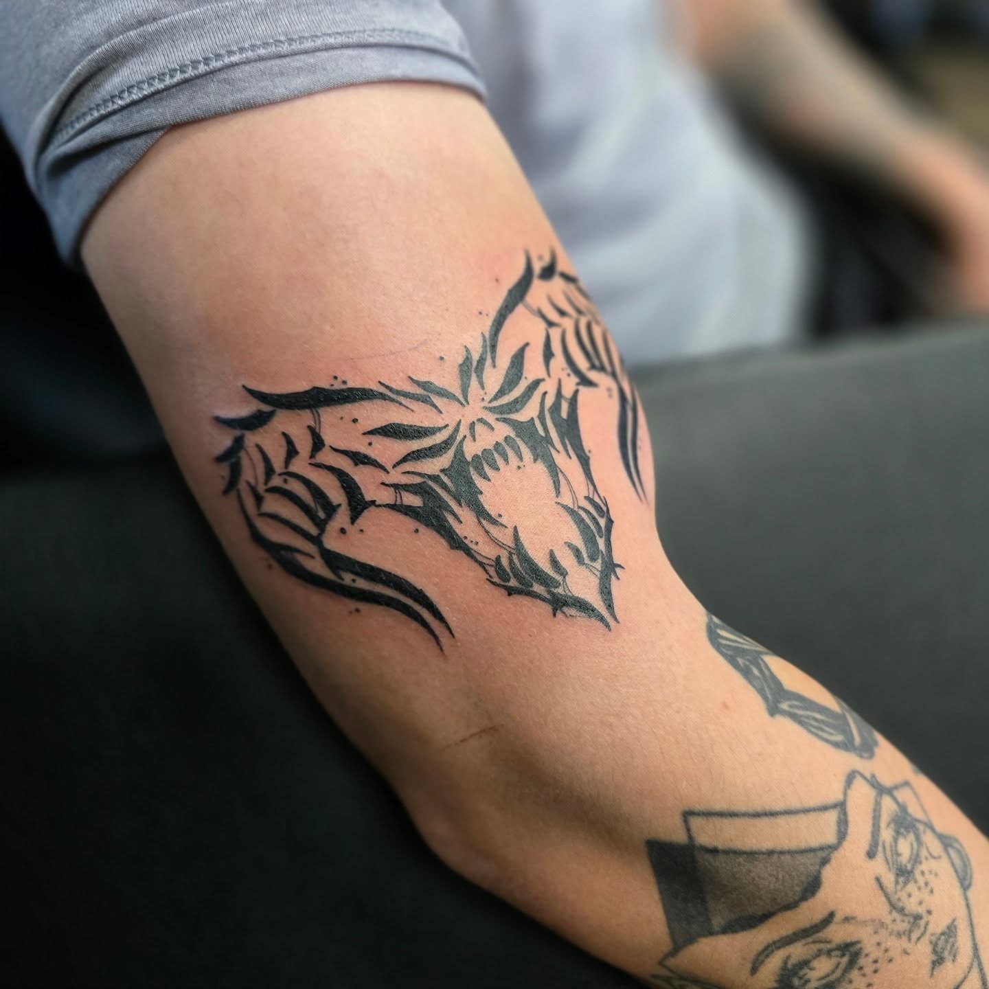 Tattoo by @dark_altar_tattoo — black_and_grey