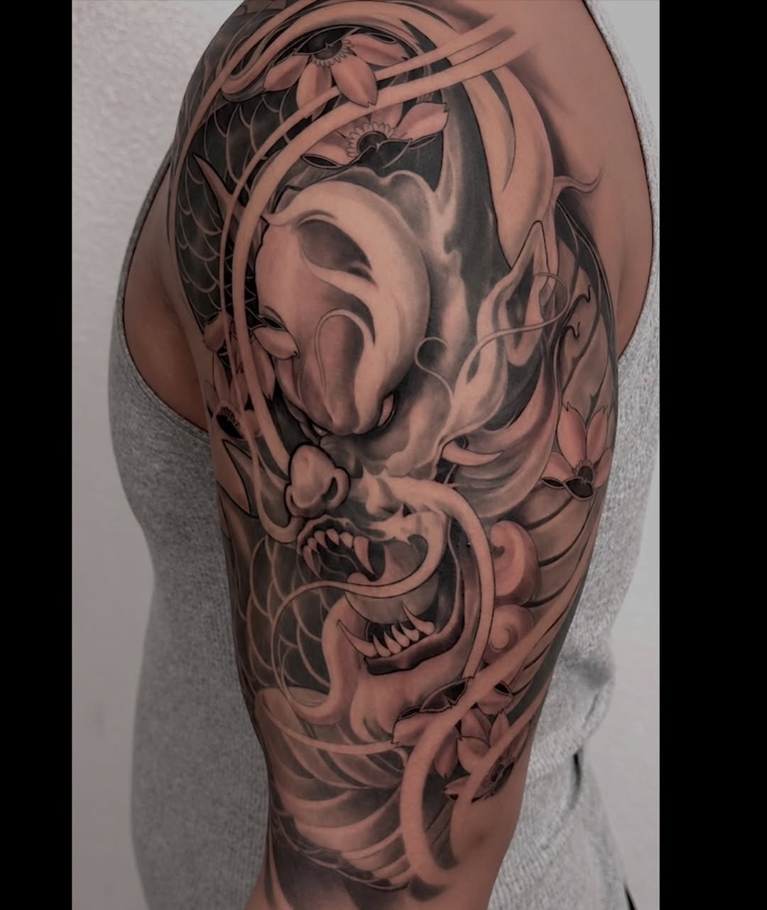 Tattoo by @rockytattoo — japanese_irezumi, black_and_grey